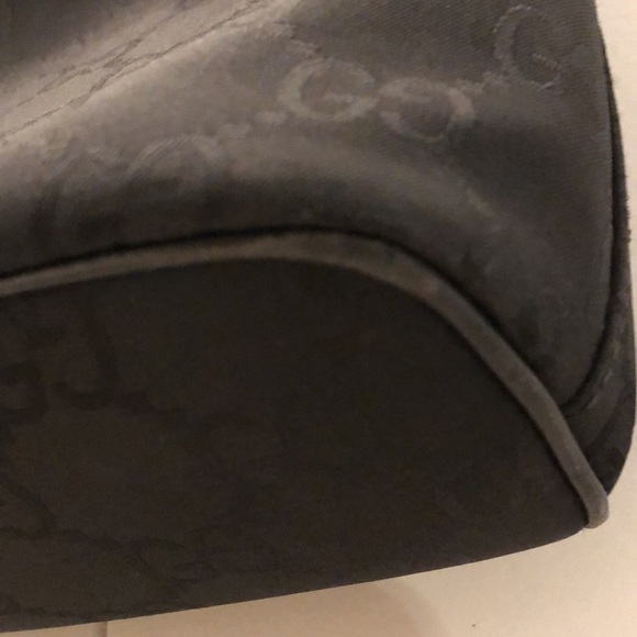 Gucci GG nylon shoulder bag small hobo, black canvas leather - Picture 4 of 7